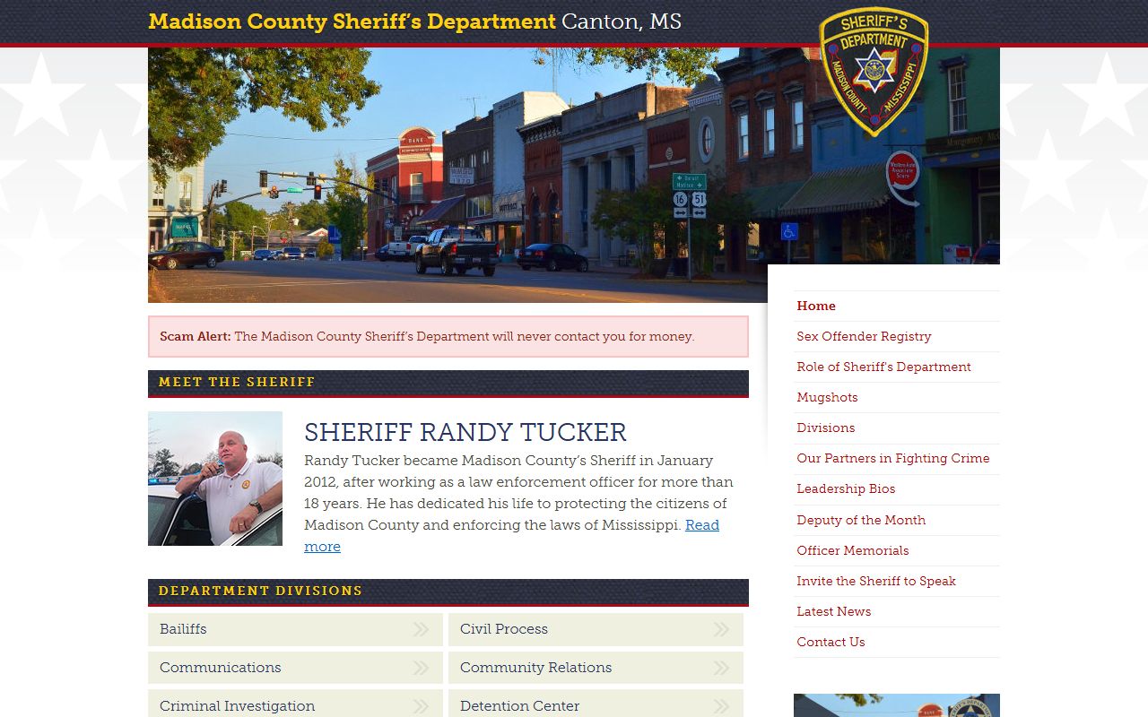 Madison County Sheriff's Department homepage linking arrest and inmate booking records
