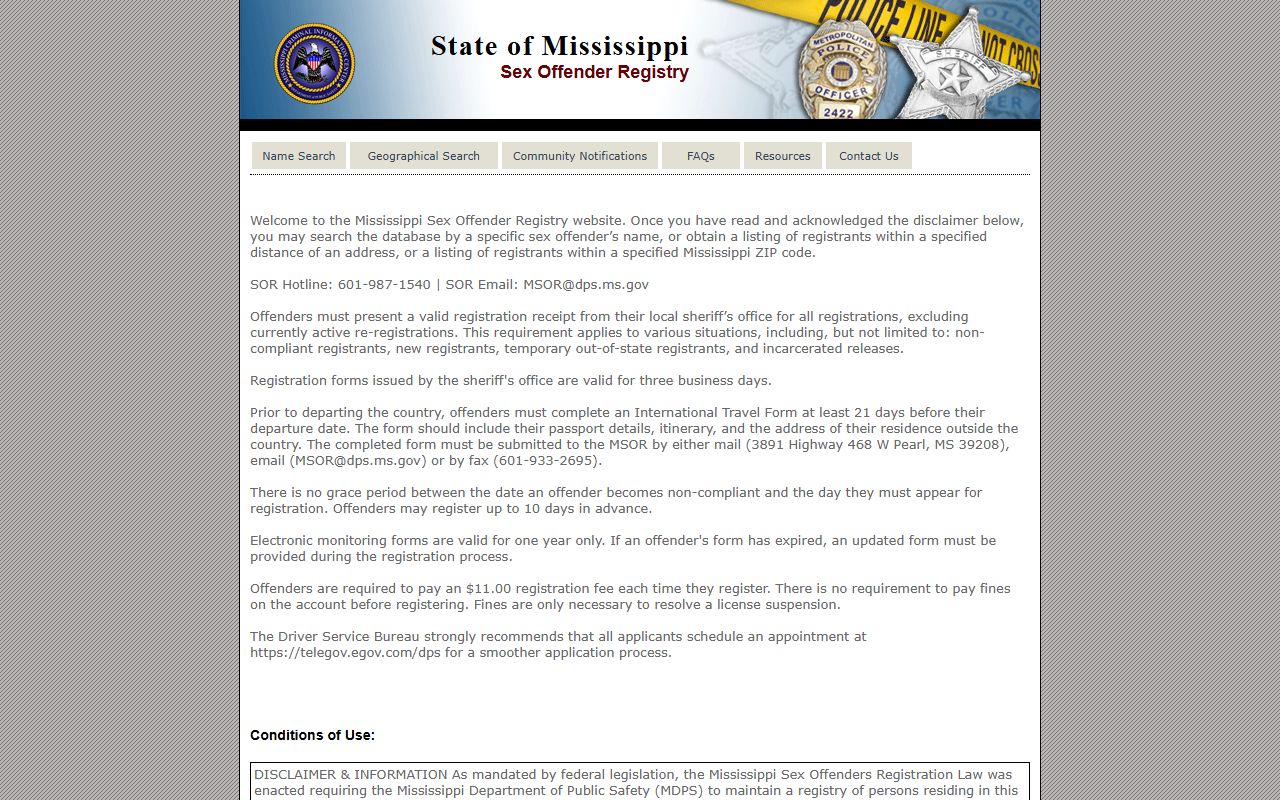 Mississippi sex offender registry linked by the Madison County Sheriff for charge outcomes
