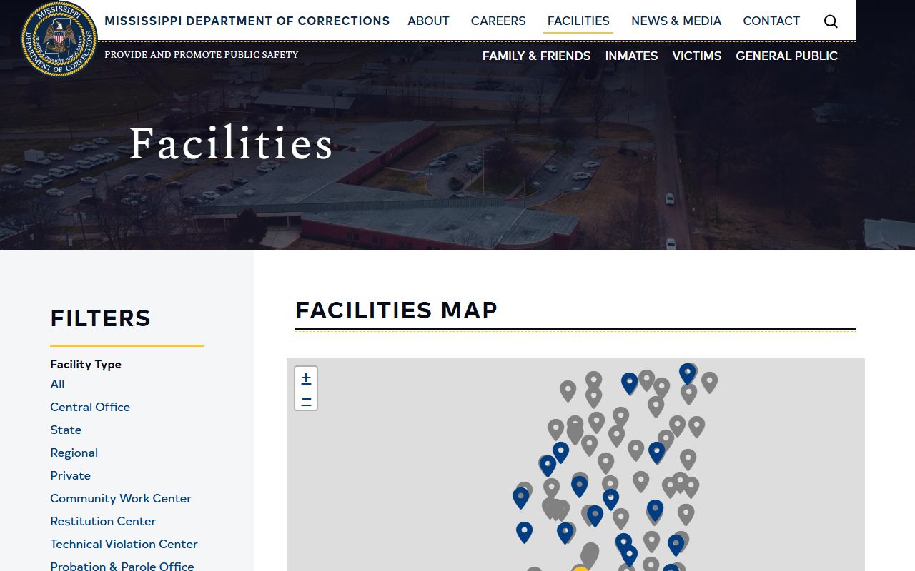 Mississippi Department of Corrections facilities list for Madison County charge outcomes