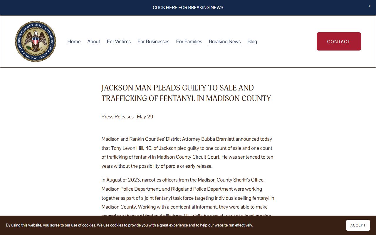 Madison County criminal court records release on a fentanyl plea and ten-year sentence in Circuit Court