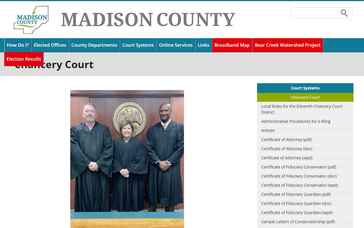 Madison County Chancery Court page covering divorce and family records