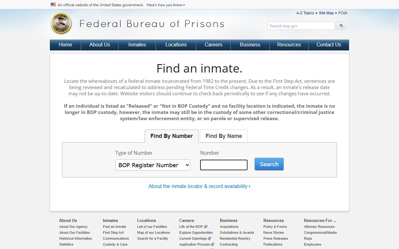 Federal Bureau of Prisons inmate locator for federal warrant and custody searches beyond Madison County